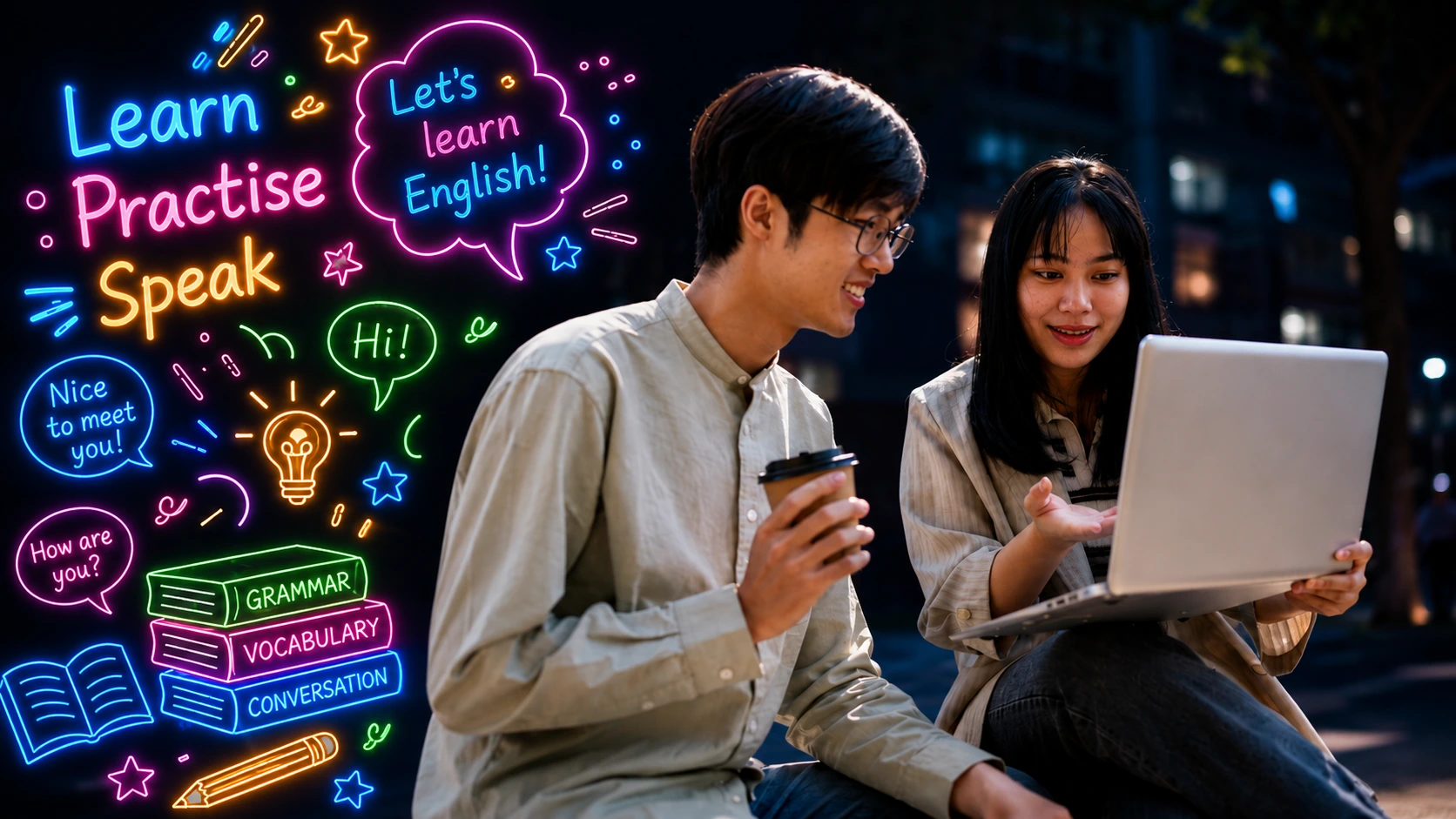 英語で具体例を出しながら説明する練習をする学習者